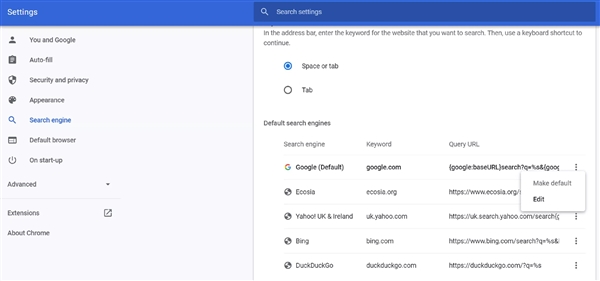 所有 Chrome 内核浏览器：删除默认搜索引擎的功能都不复存在了